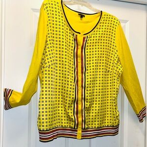 Talbots Yellow Patterned Women's Top, 2X